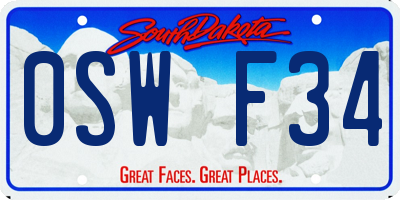 SD license plate 0SWF34