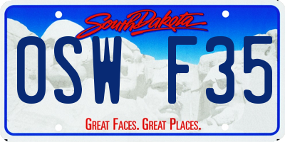 SD license plate 0SWF35