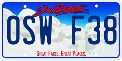 SD license plate 0SWF38