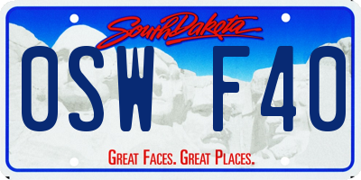 SD license plate 0SWF40