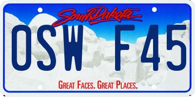 SD license plate 0SWF45