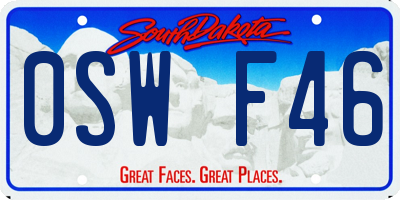 SD license plate 0SWF46