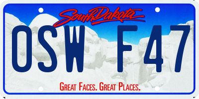 SD license plate 0SWF47