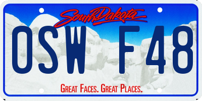 SD license plate 0SWF48