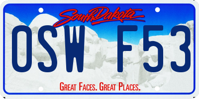 SD license plate 0SWF53