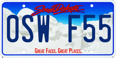 SD license plate 0SWF55