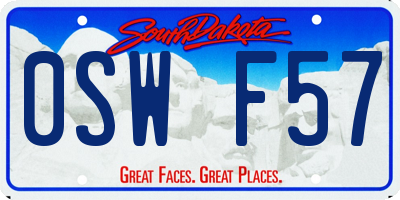 SD license plate 0SWF57