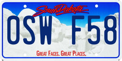 SD license plate 0SWF58