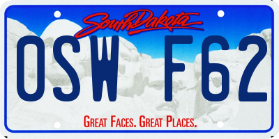 SD license plate 0SWF62