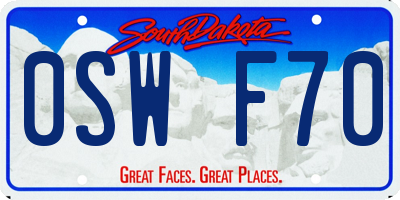 SD license plate 0SWF70