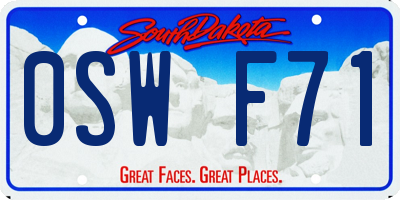 SD license plate 0SWF71
