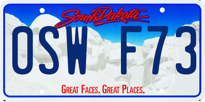 SD license plate 0SWF73