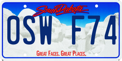 SD license plate 0SWF74