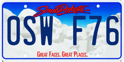 SD license plate 0SWF76