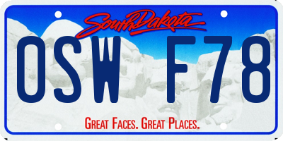 SD license plate 0SWF78