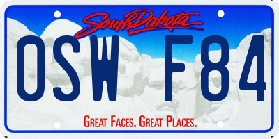 SD license plate 0SWF84