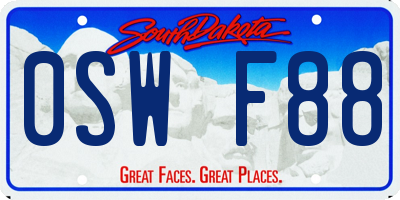 SD license plate 0SWF88