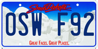 SD license plate 0SWF92
