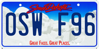SD license plate 0SWF96