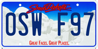 SD license plate 0SWF97