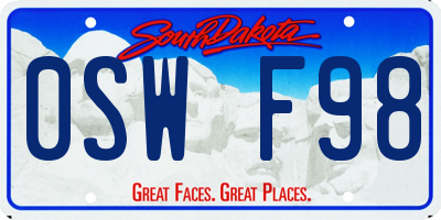 SD license plate 0SWF98