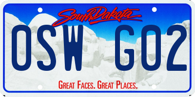 SD license plate 0SWG02
