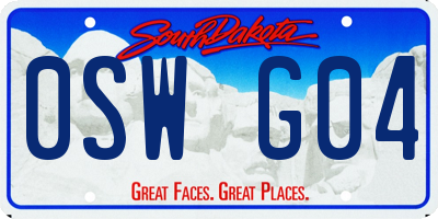 SD license plate 0SWG04