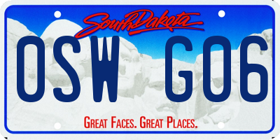 SD license plate 0SWG06