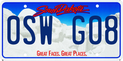 SD license plate 0SWG08