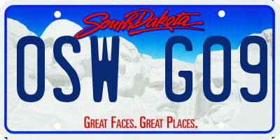 SD license plate 0SWG09