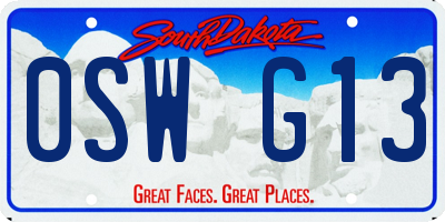 SD license plate 0SWG13
