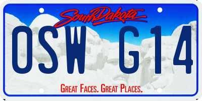 SD license plate 0SWG14