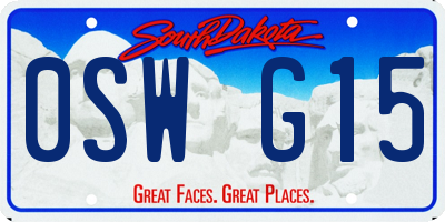 SD license plate 0SWG15