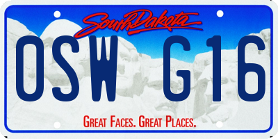 SD license plate 0SWG16