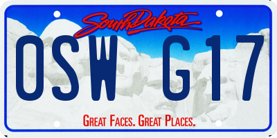 SD license plate 0SWG17
