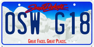 SD license plate 0SWG18