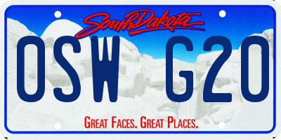 SD license plate 0SWG20