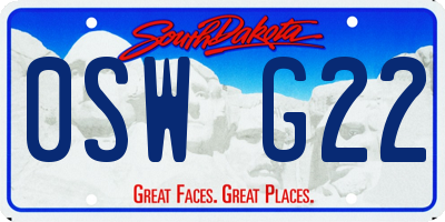 SD license plate 0SWG22