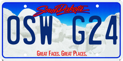 SD license plate 0SWG24