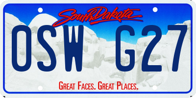 SD license plate 0SWG27