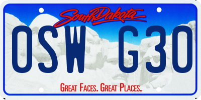 SD license plate 0SWG30