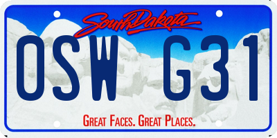SD license plate 0SWG31