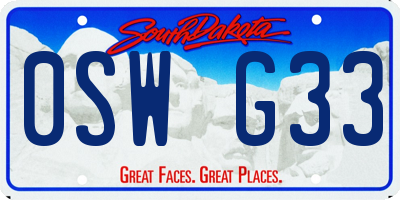SD license plate 0SWG33