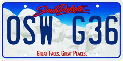 SD license plate 0SWG36