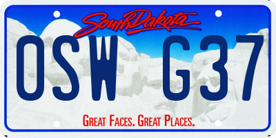 SD license plate 0SWG37