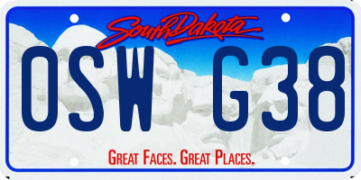 SD license plate 0SWG38