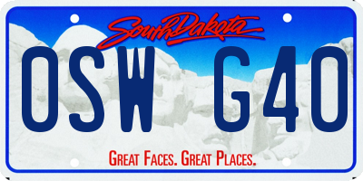 SD license plate 0SWG40