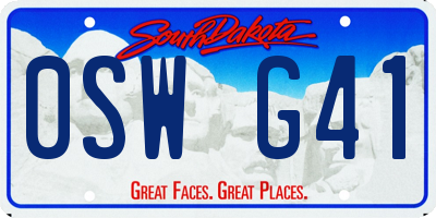 SD license plate 0SWG41