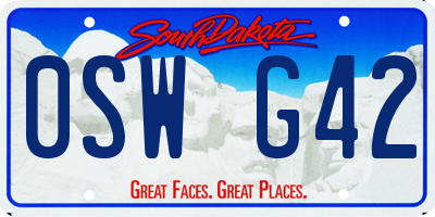 SD license plate 0SWG42