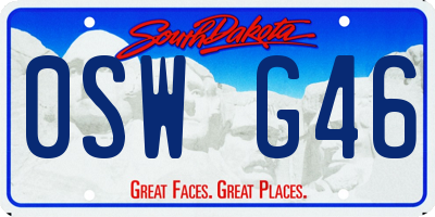 SD license plate 0SWG46